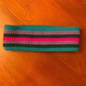 Vintage 80s Headband Handmade Knit Ski Teal Fushsia Unisex